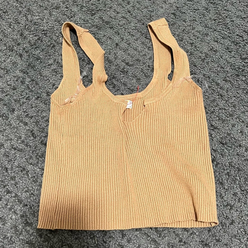 Tan spaghetti crop top